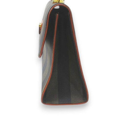 Fendi Pecan Handbag Striped Brown Made In Italy