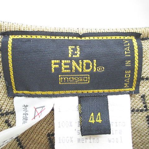 Fendi Zucca Pattern FF Long Sleeve Knit Sweater Medium Length 44 Blackish Black