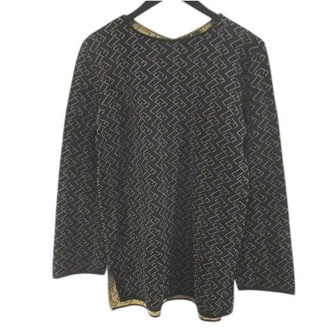Fendi Zucca Pattern FF Long Sleeve Knit Sweater Medium Length 44 Blackish Black