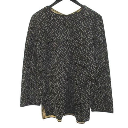 Fendi Zucca Pattern FF Long Sleeve Knit Sweater Medium Length 44 Blackish Black