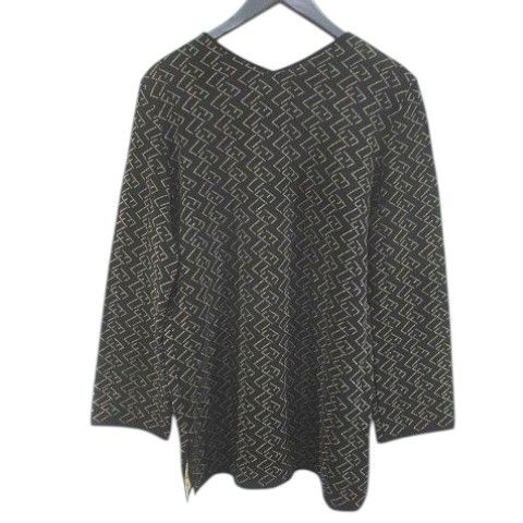 Fendi Zucca Pattern FF Long Sleeve Knit Sweater Medium Length 44 Blackish Black