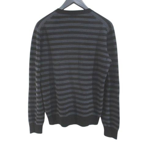 Louis Vuitton Striped Long Sleeve Knit Sweater V-neck Cashmere S Black Made In