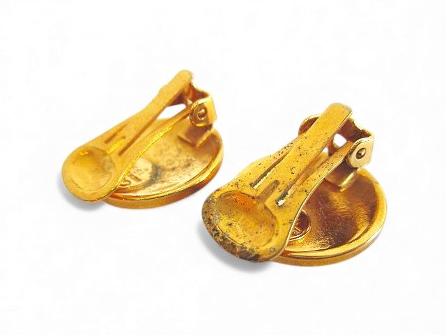 Gucci Earrings YGP Enamel Round Shape Accessories GG Logo Clip Type Earrings