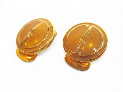 Gucci Earrings YGP Enamel Round Shape Accessories GG Logo Clip Type Earrings