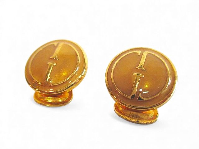 Gucci Earrings YGP Enamel Round Shape Accessories GG Logo Clip Type Earrings