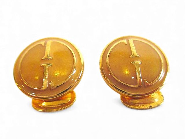 Gucci Earrings YGP Enamel Round Shape Accessories GG Logo Clip Type Earrings