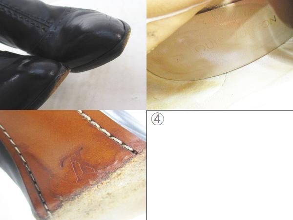 Louis Vuitton Long Boots Belt Design Gold Hardware Stitching 38.5 Black Leather