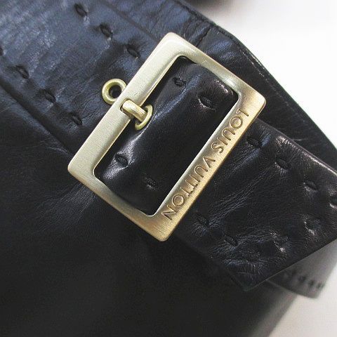 Louis Vuitton Long Boots Belt Design Gold Hardware Stitching 38.5 Black Leather