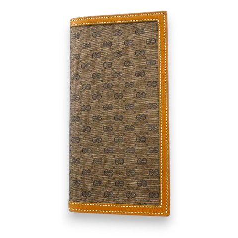Gucci Old Gucci Long Wallet Card Case Billfold GG Micro Brown Canvas Leather