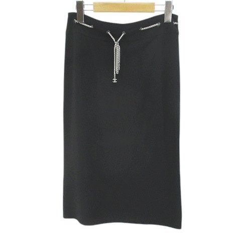 Chanel 98P P10703v06563 94305 Knee Length Tight Skirt Chain CC Mark Coco Mark