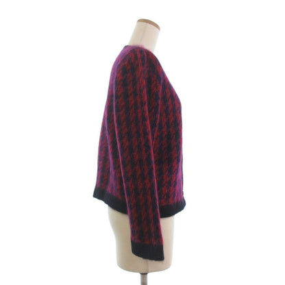 Christian DIOR Pret-a-porter Knit Cardigan Long Sleeves Check Wool Purple