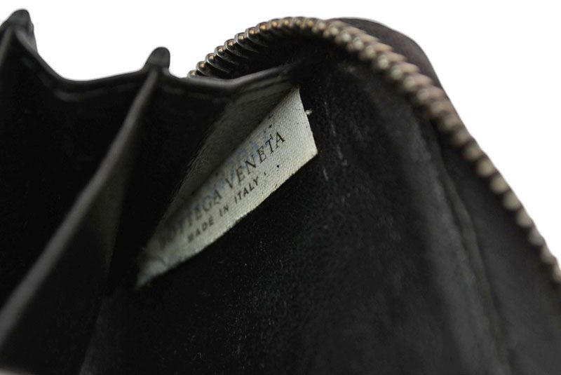 Bottega Veneta Coin Case Bottega Veneta Mini Wallet Intrecciato Leather Black