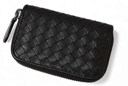 Bottega Veneta Coin Case Bottega Veneta Mini Wallet Intrecciato Leather Black