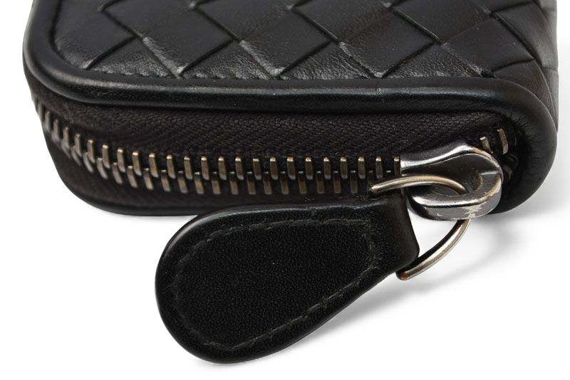 Bottega Veneta Coin Case Bottega Veneta Mini Wallet Intrecciato Leather Black