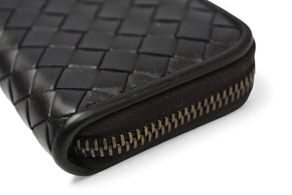 Bottega Veneta Coin Case Bottega Veneta Mini Wallet Intrecciato Leather Black