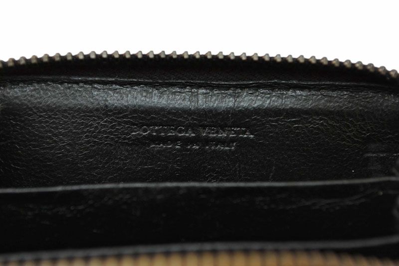 Bottega Veneta Coin Case Bottega Veneta Mini Wallet Intrecciato Leather Black