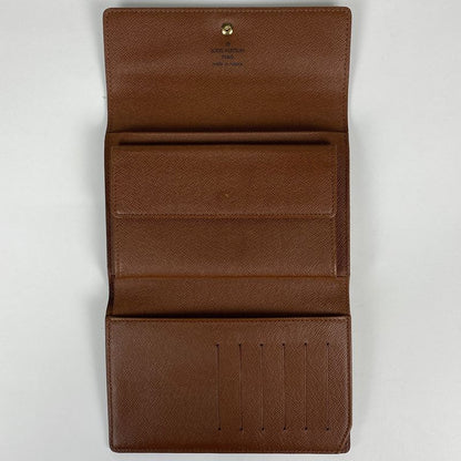 Louis Vuitton Porte Trésor Etui Papier Billfold Trifold Wallet Monogram Brown