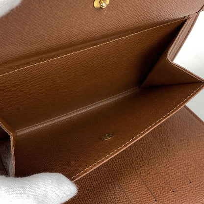 Louis Vuitton Porte Trésor Etui Papier Billfold Trifold Wallet Monogram Brown