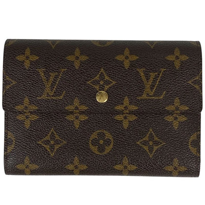 Louis Vuitton Porte Trésor Etui Papier Billfold Trifold Wallet Monogram Brown