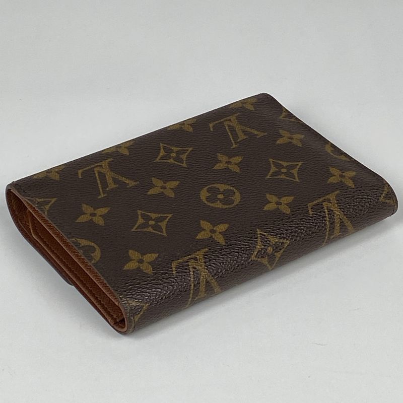 Louis Vuitton Porte Trésor Etui Papier Billfold Trifold Wallet Monogram Brown