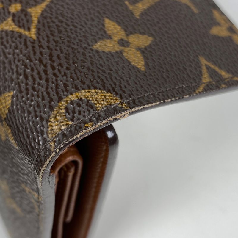 Louis Vuitton Porte Trésor Etui Papier Billfold Trifold Wallet Monogram Brown