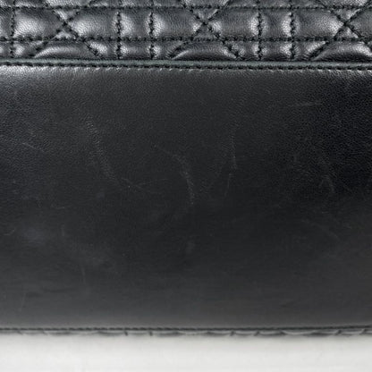 Christian DIOR Cannage Chain Tote Shoulder Bag Tote Leather Black Women