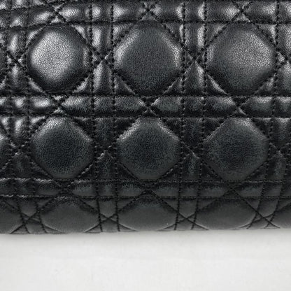 Christian DIOR Cannage Chain Tote Shoulder Bag Tote Leather Black Women