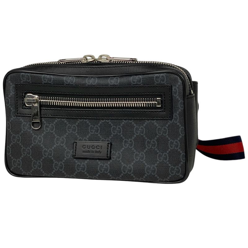 Gucci GG Pattern Waist Bag Belt Bag Sherry Line Web Body Bag GG Supreme Black
