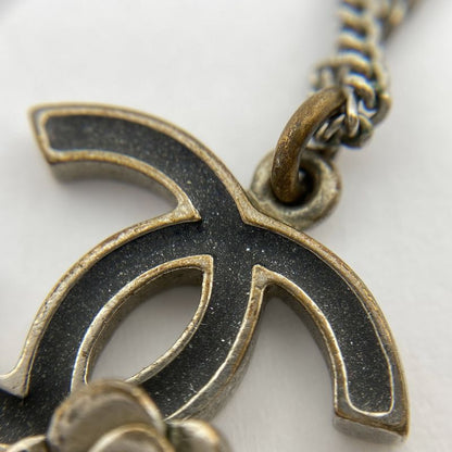 Chanel Coco Mark Necklace Camellia Necklace Silver Plated Silver Black Ladies