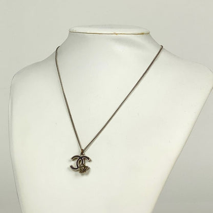 Chanel Coco Mark Necklace Camellia Necklace Silver Plated Silver Black Ladies