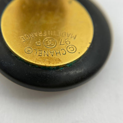 Chanel Coco Mark Round Earrings Round Shape Earrings GP Plastic Gold Black