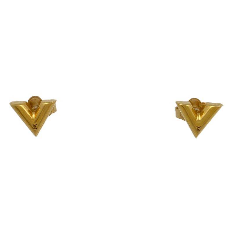 Louis Vuitton Escential V Earrings GP Gold Ladies