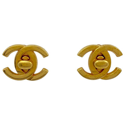 Chanel Coco Mark Earrings Turnlock Earrings GP Gold Ladies