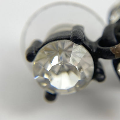 Chanel Coco Mark Rhinestone Earrings Swing Earrings Metal Black Women