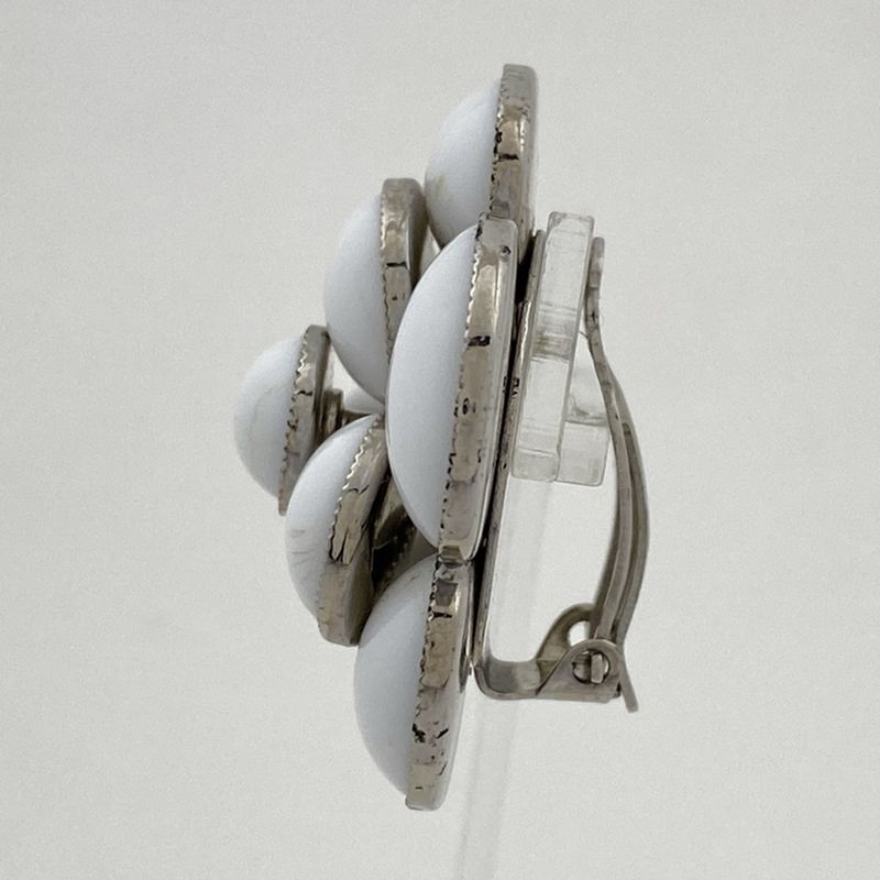 Chanel Design Earrings Flower Earrings Silver Plated Silver White Ladies