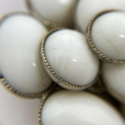 Chanel Design Earrings Flower Earrings Silver Plated Silver White Ladies