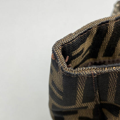 Fendi Zucca Pattern Handbag Tote Bag Total Logo Handbag Canvas Brown 26693 Women