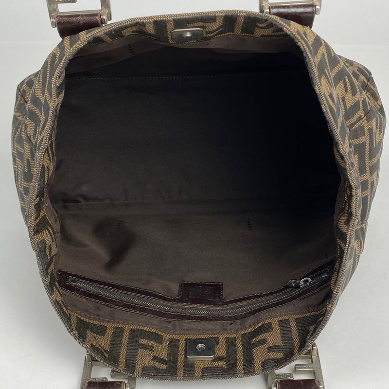 Fendi Zucca Pattern Handbag Tote Bag Total Logo Handbag Canvas Brown 26693 Women