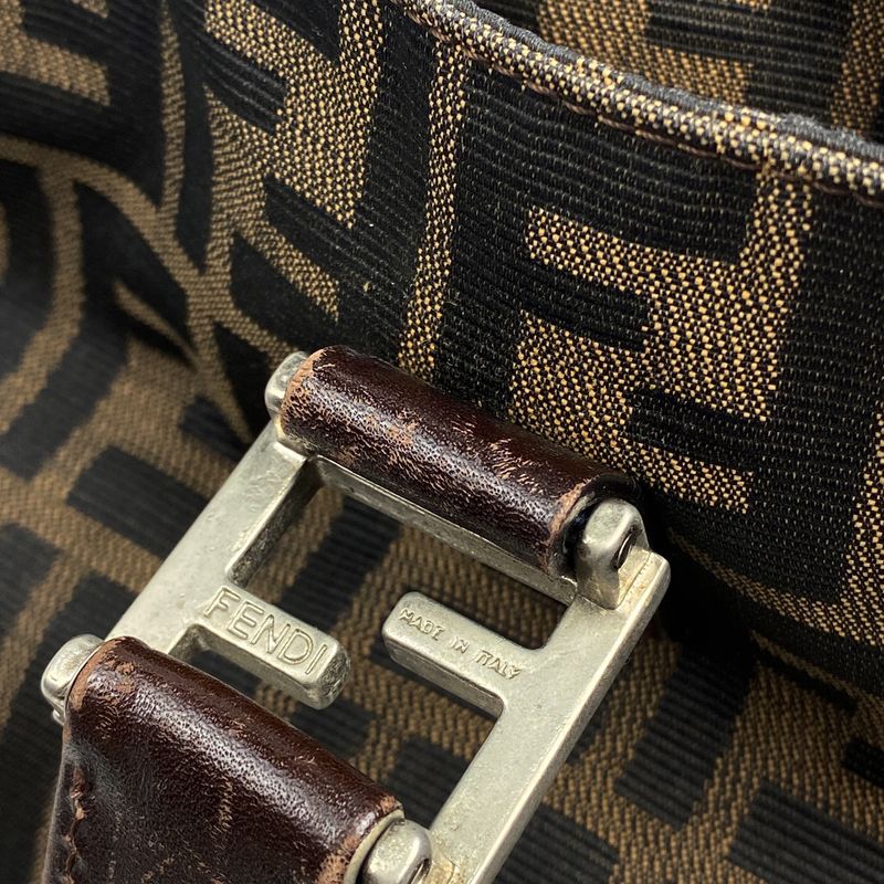 Fendi Zucca Pattern Handbag Tote Bag Total Logo Handbag Canvas Brown 26693 Women