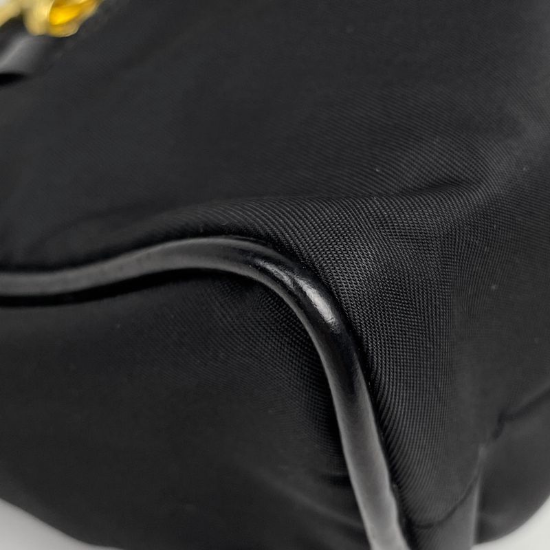 Prada Logo Plate Handbag Nylon Nero (black) Women
