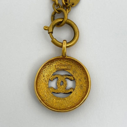 Chanel Coco Mark Chain Necklace Round Long Necklace GP Gold Ladies