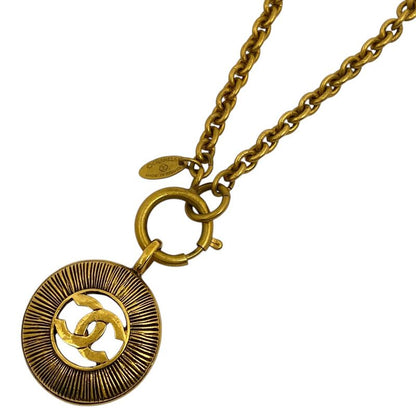 Chanel Coco Mark Chain Necklace Round Long Necklace GP Gold Ladies