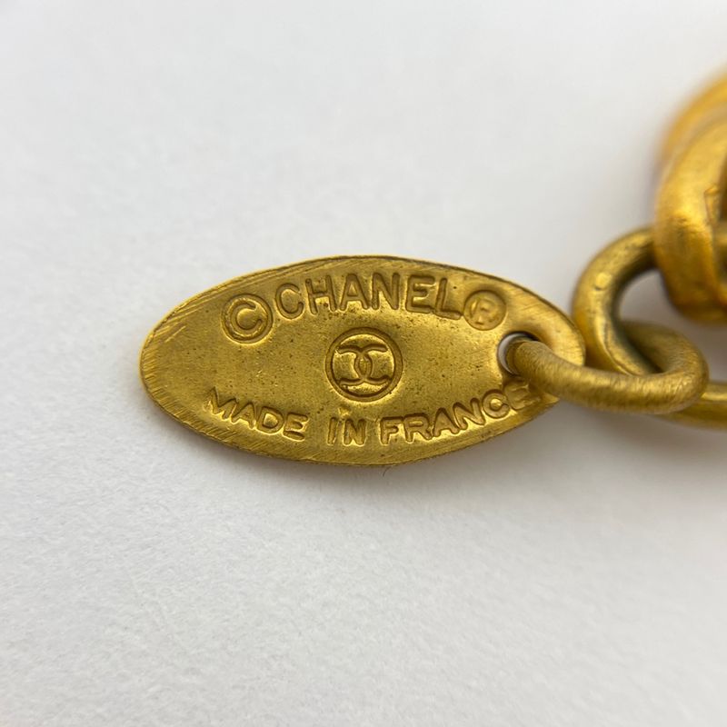 Chanel Coco Mark Chain Necklace Round Long Necklace GP Gold Ladies