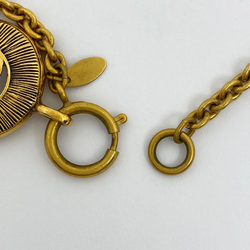 Chanel Coco Mark Chain Necklace Round Long Necklace GP Gold Ladies