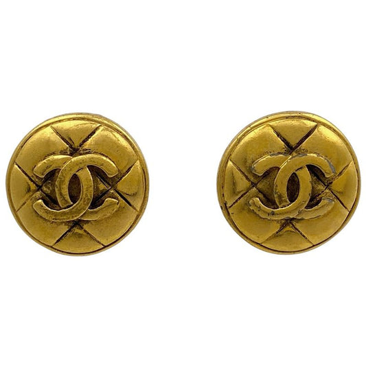 Chanel Coco Mark Earrings CC Round Earrings GP Gold Ladies