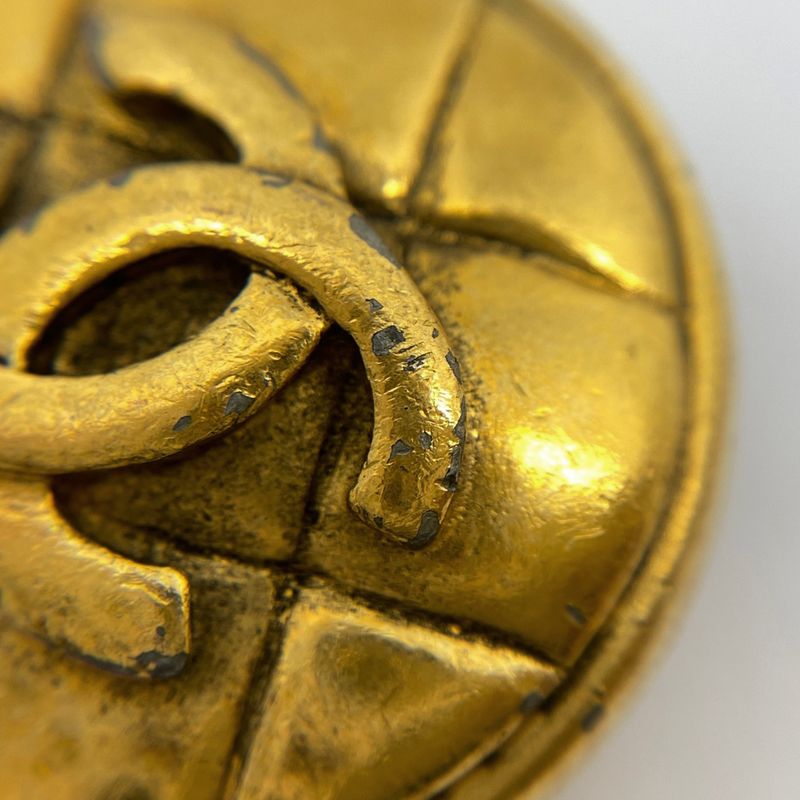 Chanel Coco Mark Earrings CC Round Earrings GP Gold Ladies