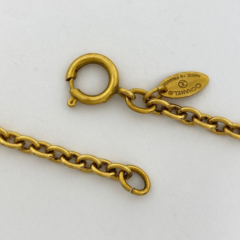 Chanel Coco Mark Chain Necklace CC Mark Rhombus Necklace GP Gold Ladies