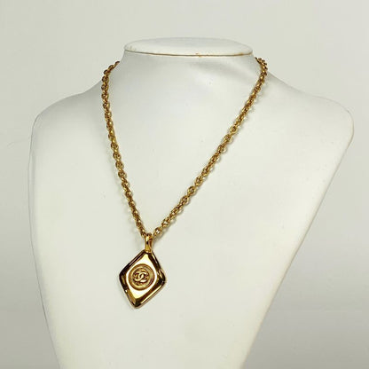 Chanel Coco Mark Chain Necklace CC Mark Rhombus Necklace GP Gold Ladies