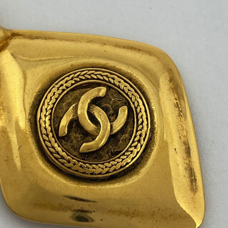 Chanel Coco Mark Chain Necklace CC Mark Rhombus Necklace GP Gold Ladies