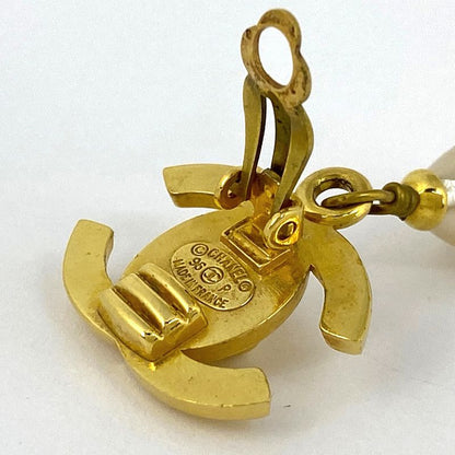 Chanel Coco Mark Faux Pearl Earrings Swing Turnlock Earrings GP Gold Ladies